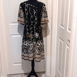 Black, cream and white patterned dress